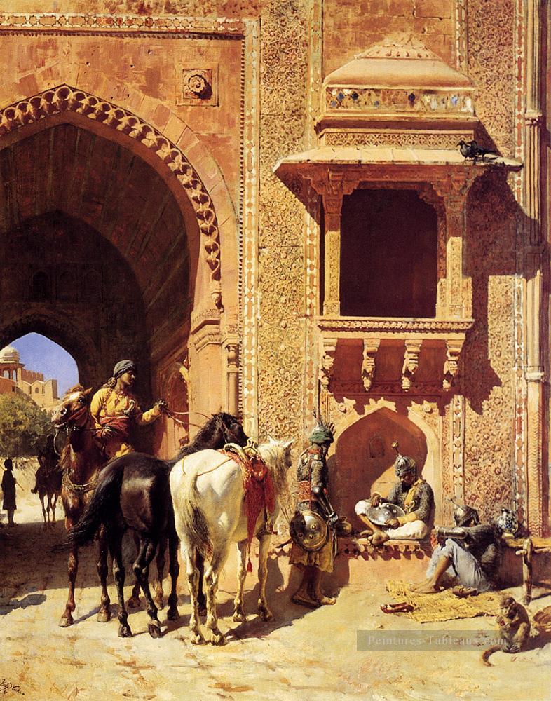Porte de la forteresse à Agra Inde Persique Egyptien Indien Edwin Seigneur Semaines Peintures à l'huile